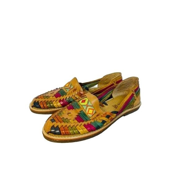 Calzado Ortega Lissandra Womens Sandals Huraches Rainbow Leather Made Mexico 7.5 - Picture 1 of 8
